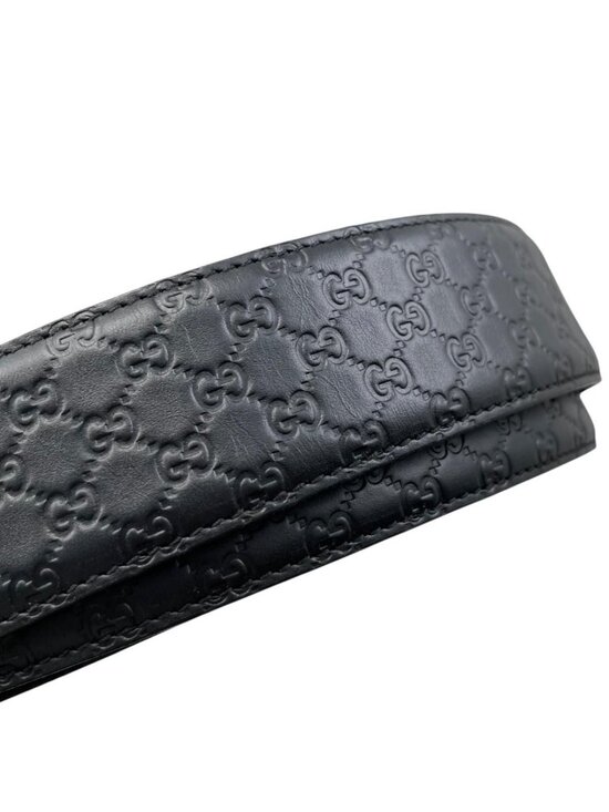 Gucci Belt Micro Guccissima Leather Logo Black Silver main image 8